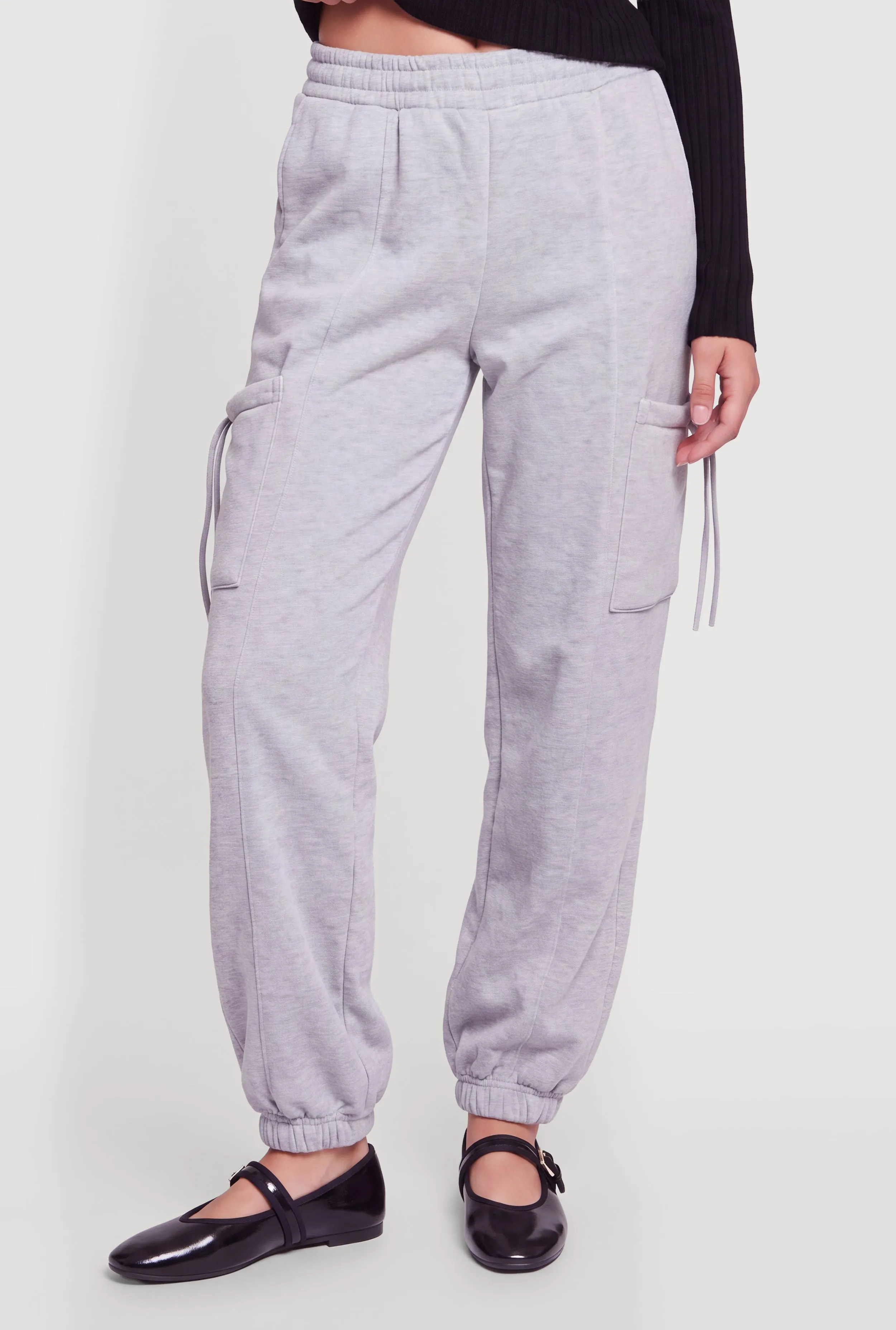 Mid Rise Smocked Waist Drawstring Cargo Pocket Joggers sold by Rainbow product image thumbnail 3