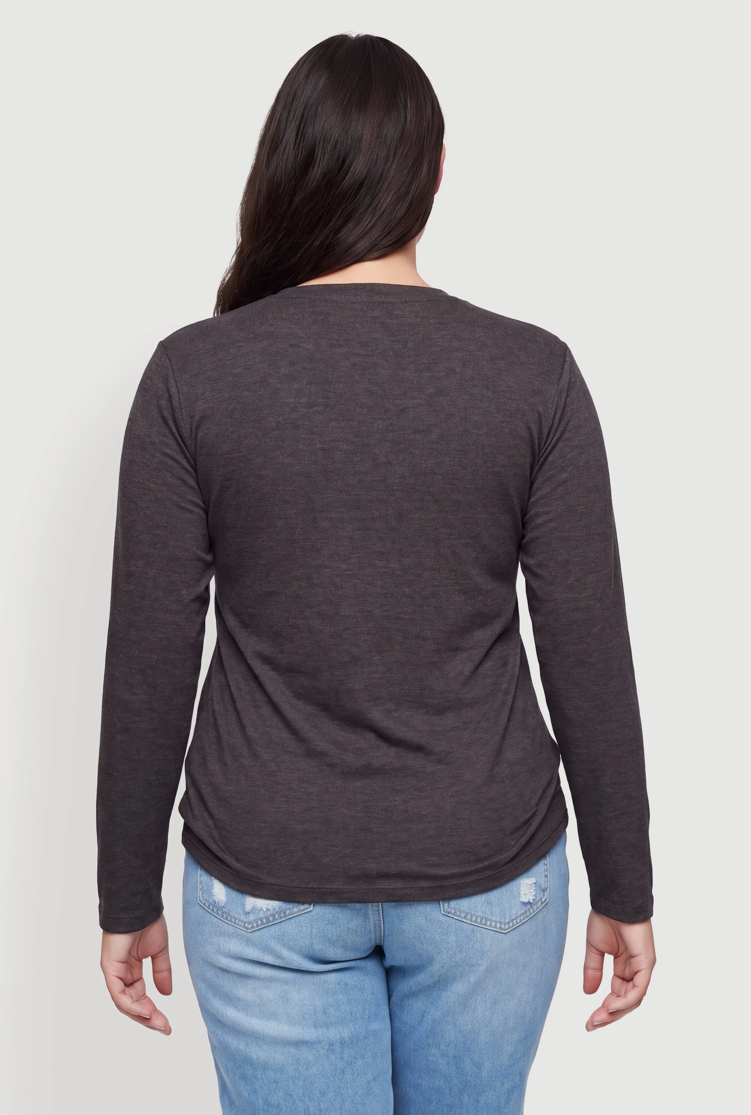 Plus Size Long Sleeve Basic Crew Neck T-Shirt sold by Rainbow product image thumbnail 5