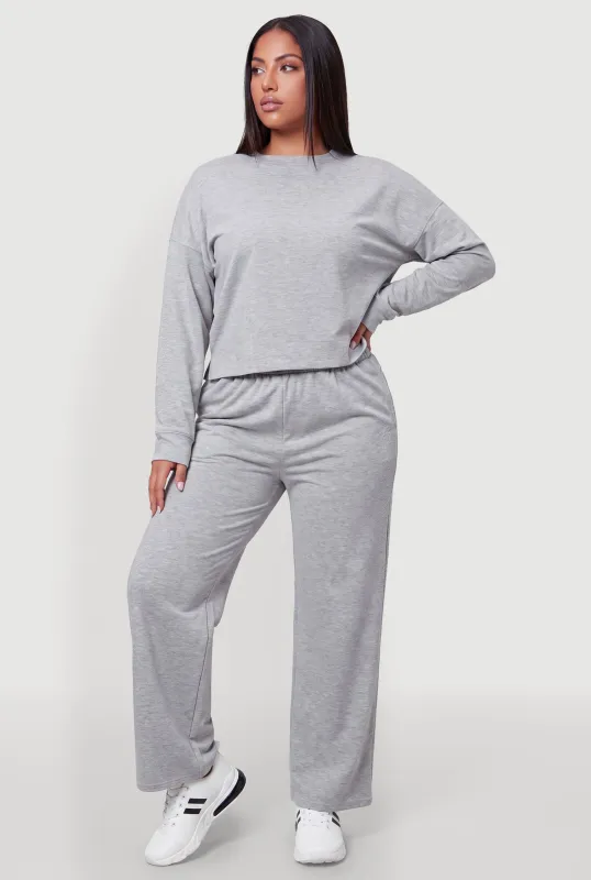Plus Size High Waisted Wide Leg Sweatpants with Pockets made by Rainbow
