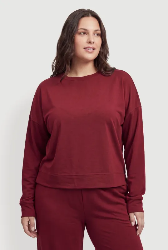 Plus Size Long Sleeve Crew Neck Pullover Top made by Rainbow