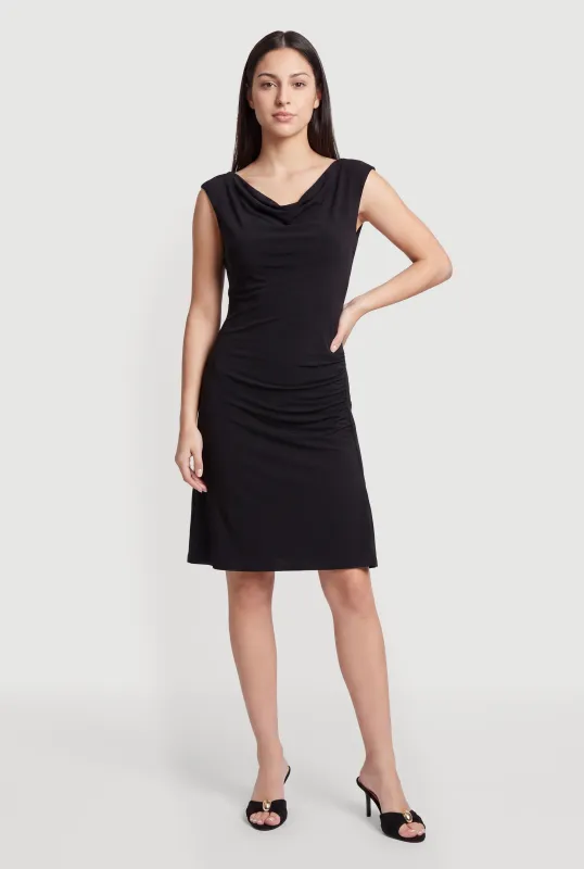 Sleeveless Side Ruched Cowl Neck Dress made by Rainbow
