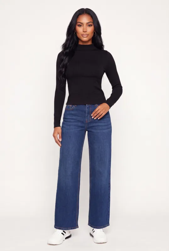Compression Rib Seamless Long Sleeve Mock Neck Top made by Rainbow