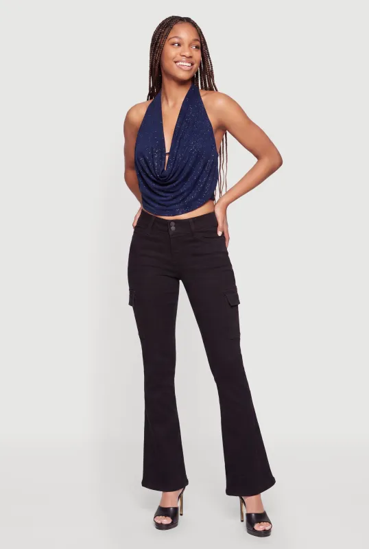 Glittery Cowl Halter Neck Crop Top made by Rainbow