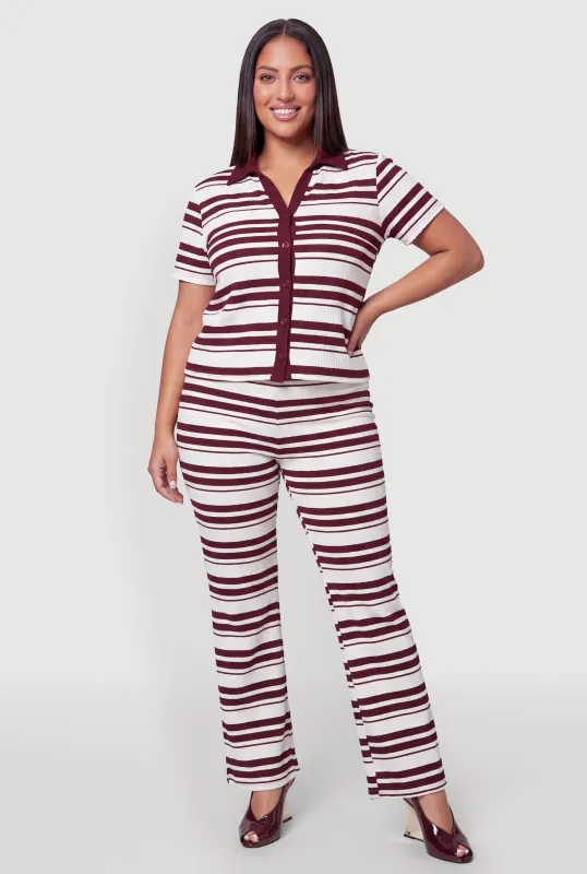 Plus Size Striped High Waisted Pants made by Rainbow