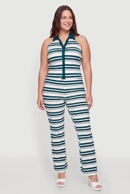 Plus Size Striped High Waisted Pants made by Rainbow