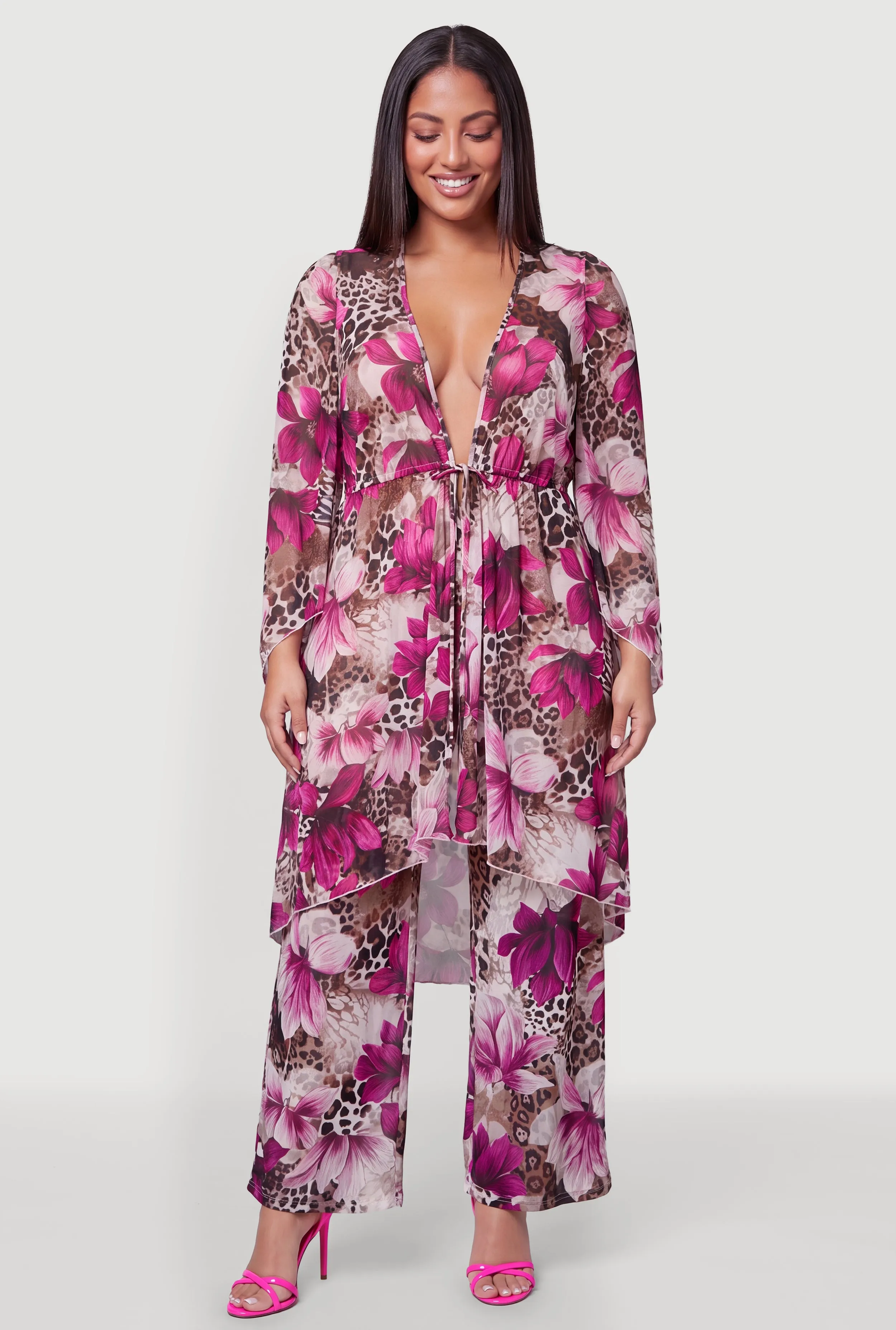 Plus Size High Waisted Patterned Palazzo Pants sold by Rainbow