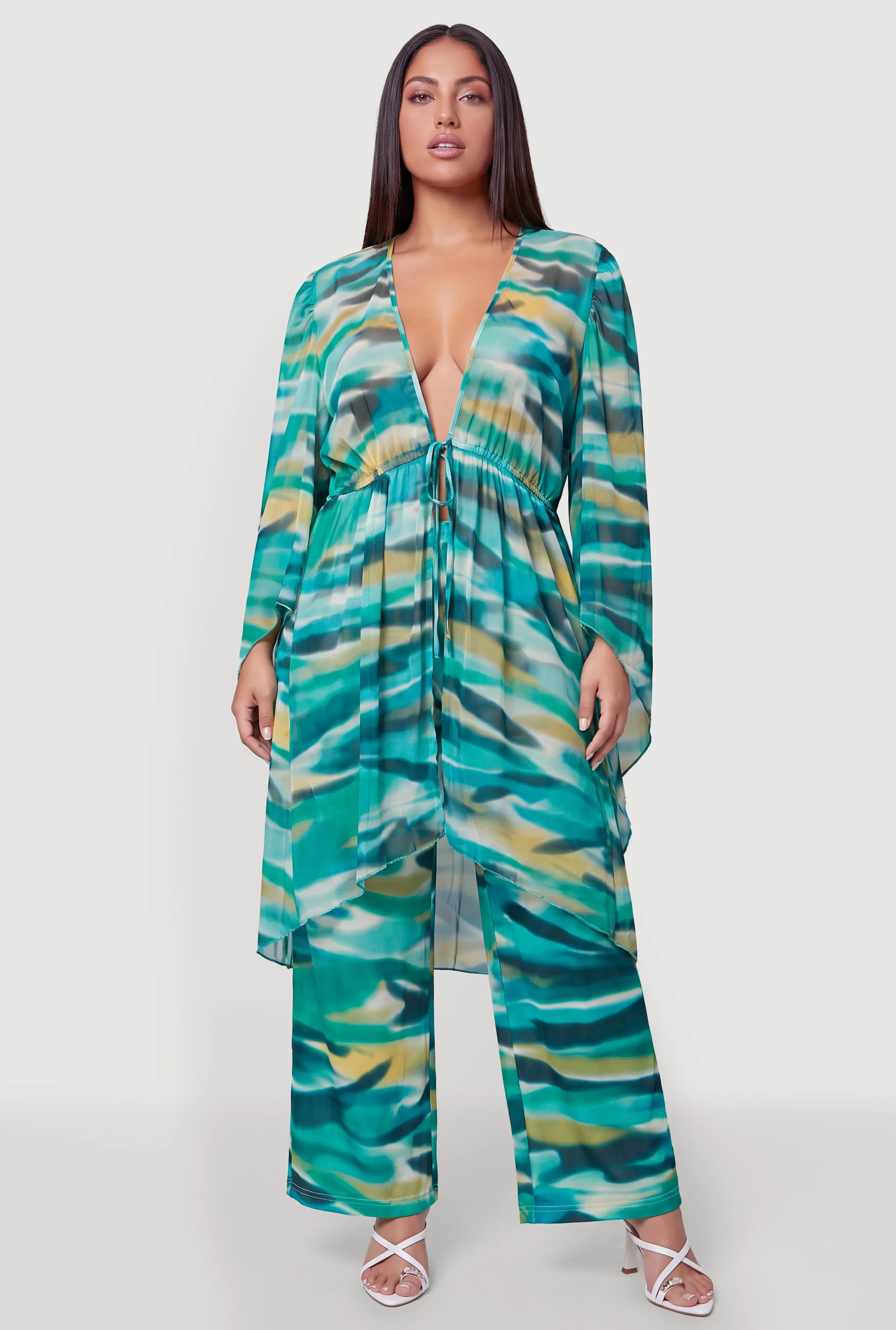 Plus Size High Waisted Patterned Palazzo Pants sold by Rainbow product image thumbnail 2