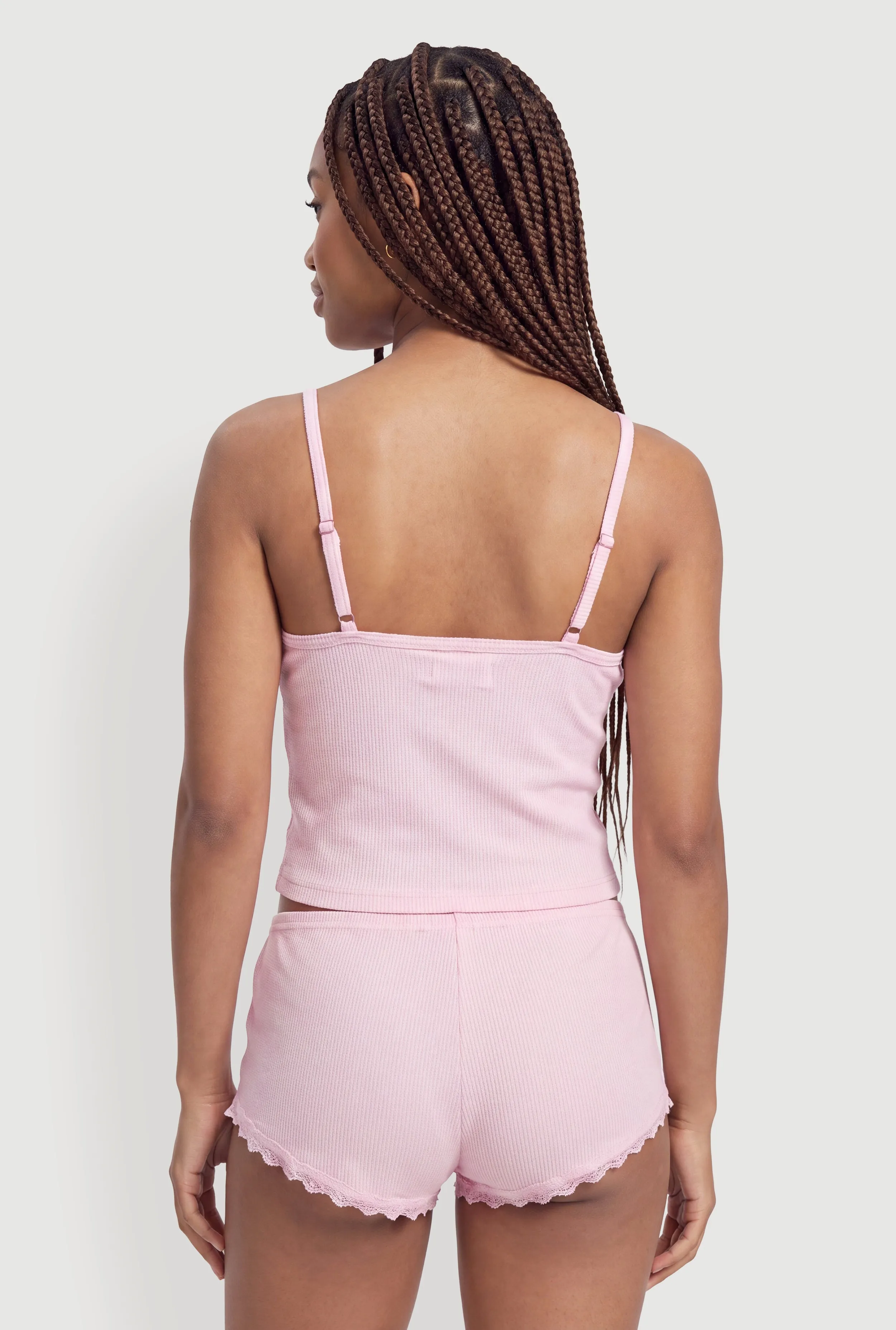 Rhinestone Bow Graphic Lace Detail Pajama Cami and Boyshorts sold by Rainbow product image thumbnail 2