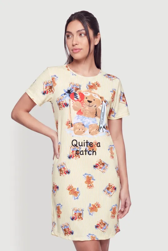 Quite A Catch Bear Graphic Sleepshirt made by Rainbow