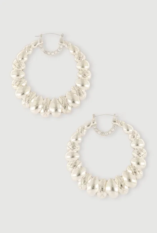 Rhinestone Double Hoop Earrings made by Rainbow