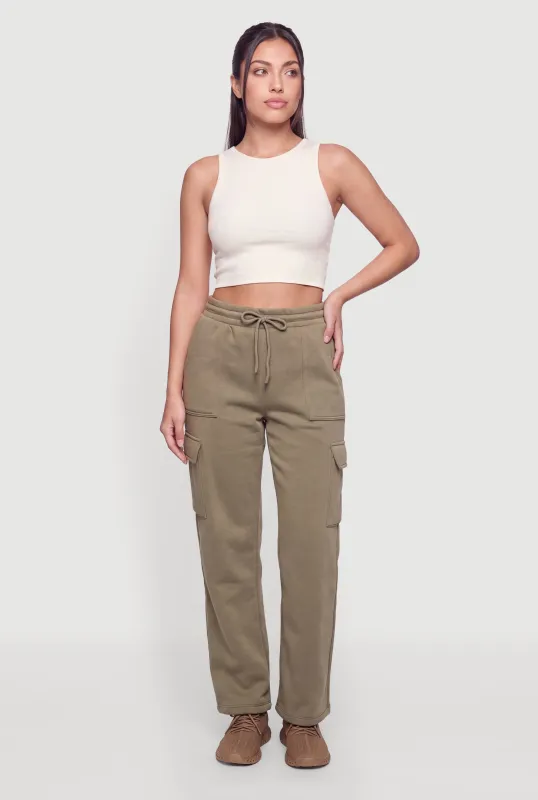 Fleece Sweatpants with Cargo Pockets made by Ambiance