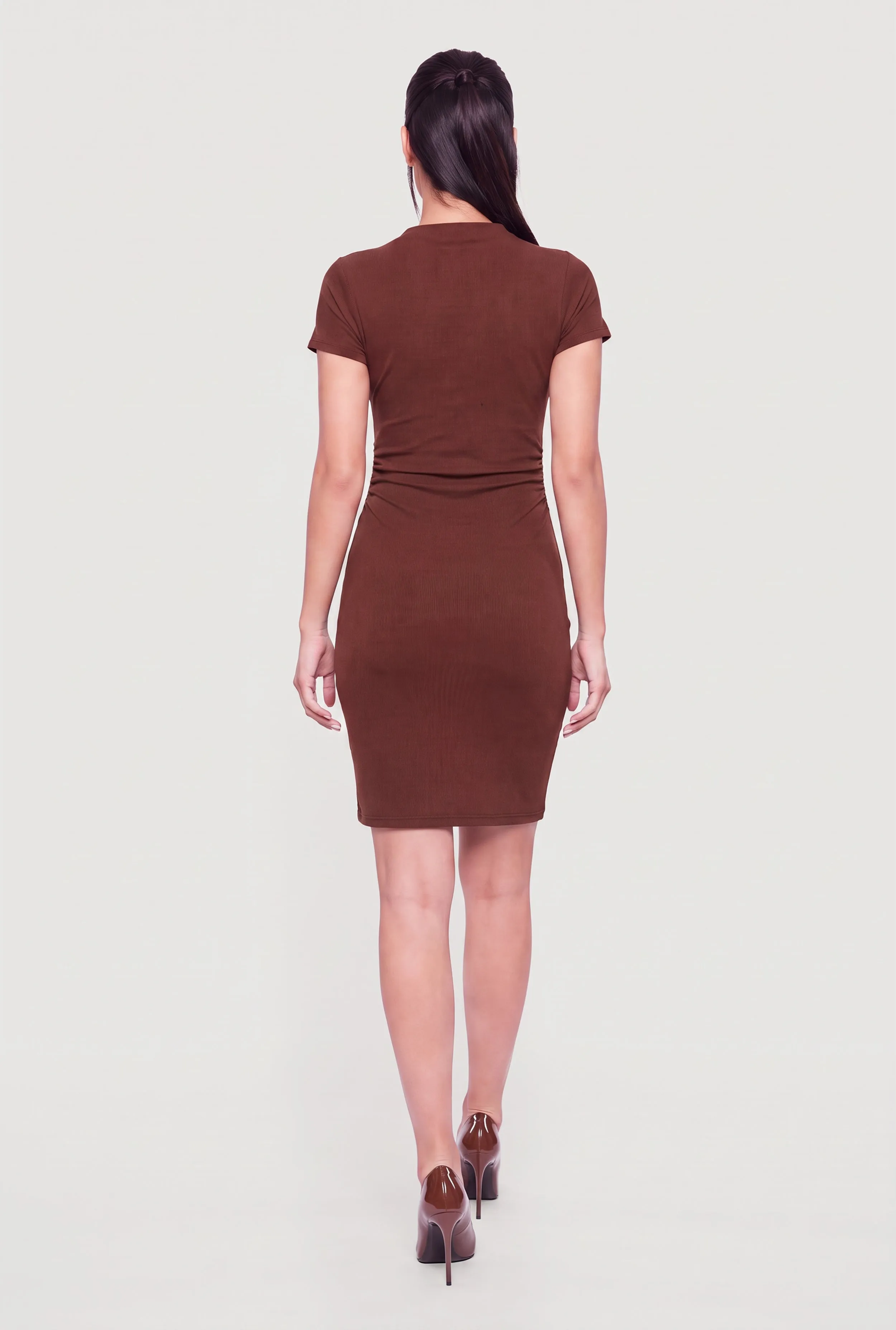 Funnel Neck Side Ruched Mini Dress sold by Rainbow product image thumbnail 3
