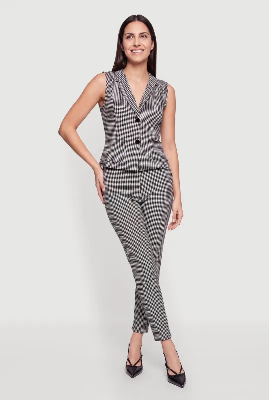 Houndstooth Button Front Blazer Vest and Dress Pants made by Rainbow