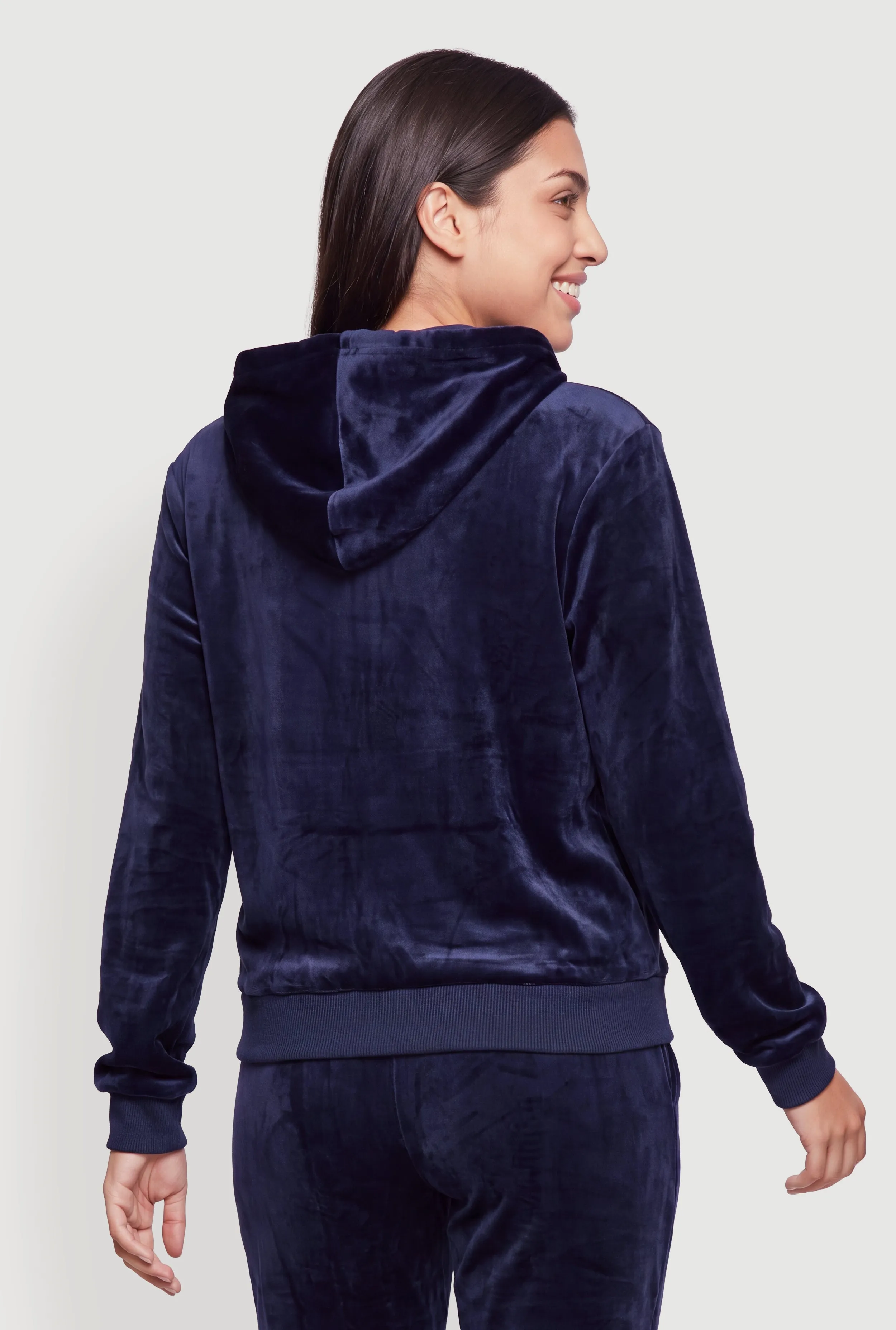 Velour Zip Front Drawstring Hooded Sweatshirt sold by Rainbow product image thumbnail 5