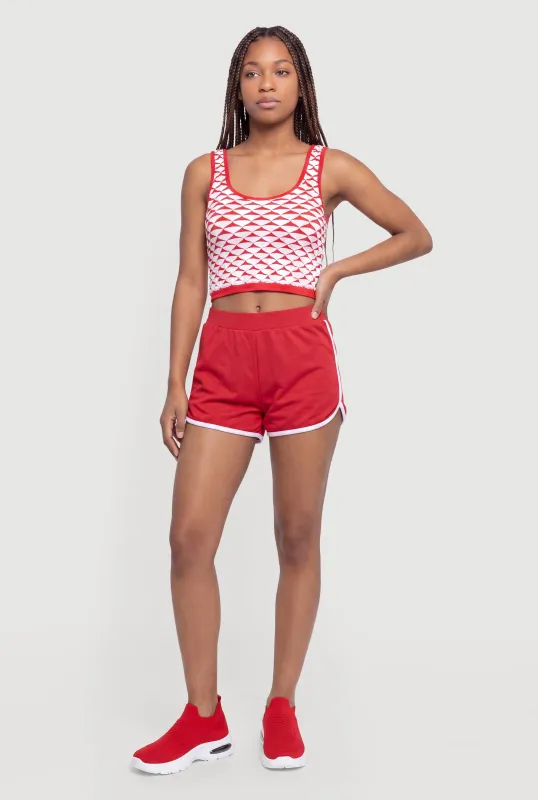 Color Blocked Scoop Neck Crop Tank Top made by Rainbow
