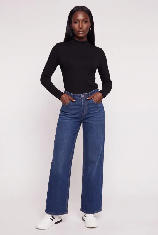 Seamless Cable Knit Mock Neck Long Sleeve Top made by Rainbow