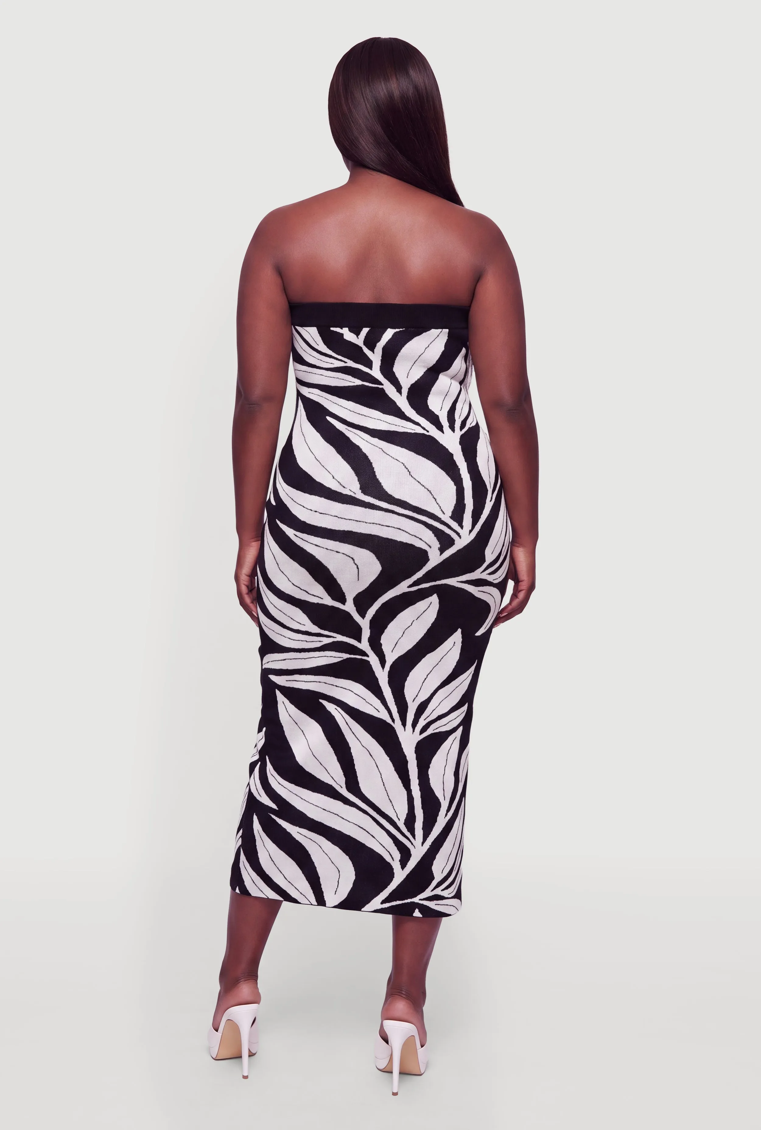 Plus Size Leaf Print Tube Sweater Dress sold by Rainbow product image thumbnail 3