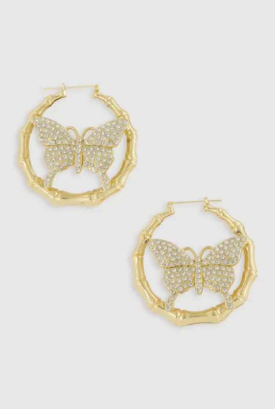 Butterfly Bamboo Hoop Earrings made by Rainbow