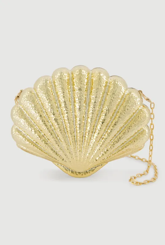 Seashell Clutch with Removable Chain Strap made by Rainbow