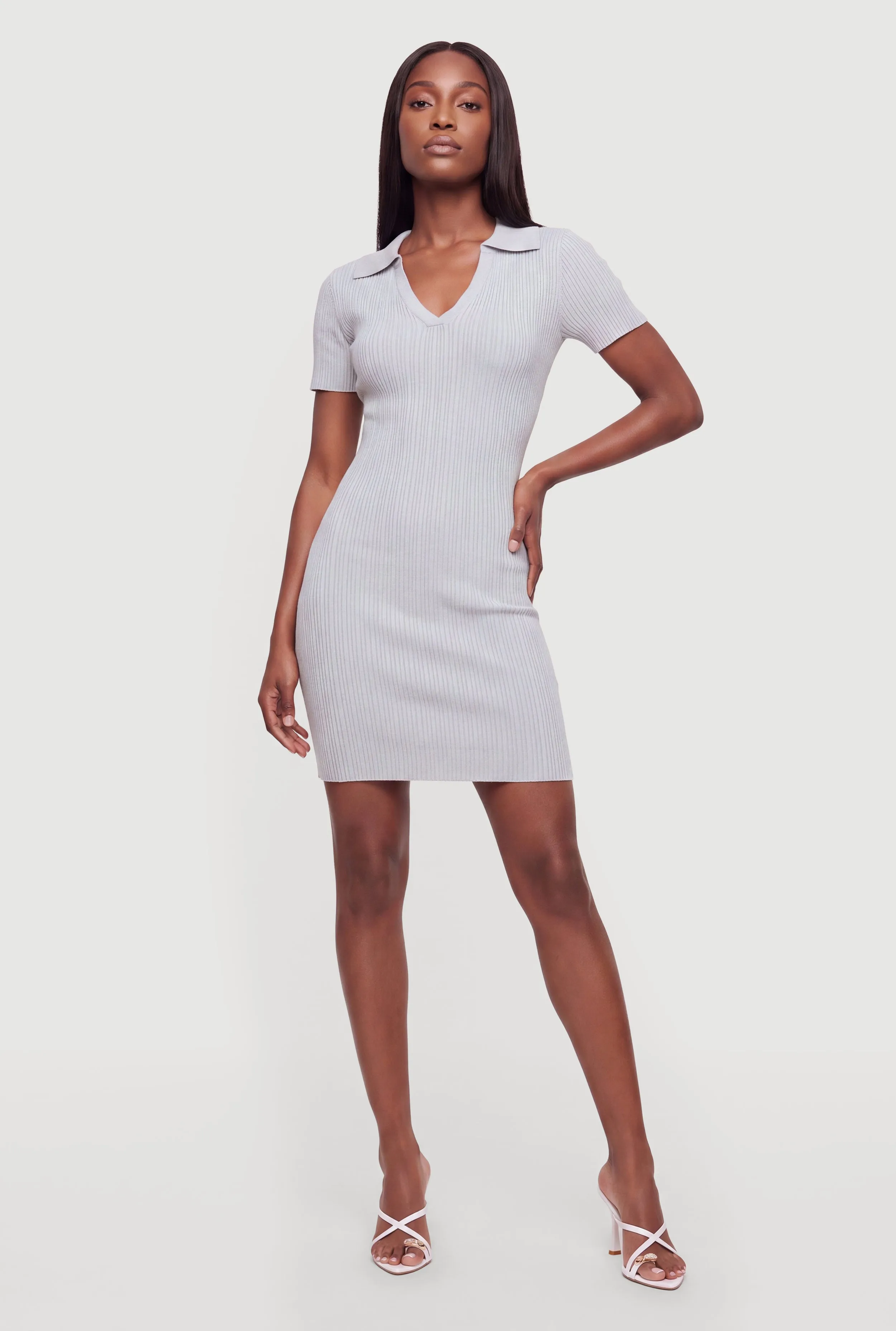 Ribbed Knit Johnny Collar Mini Dress sold by Rainbow product image thumbnail 5