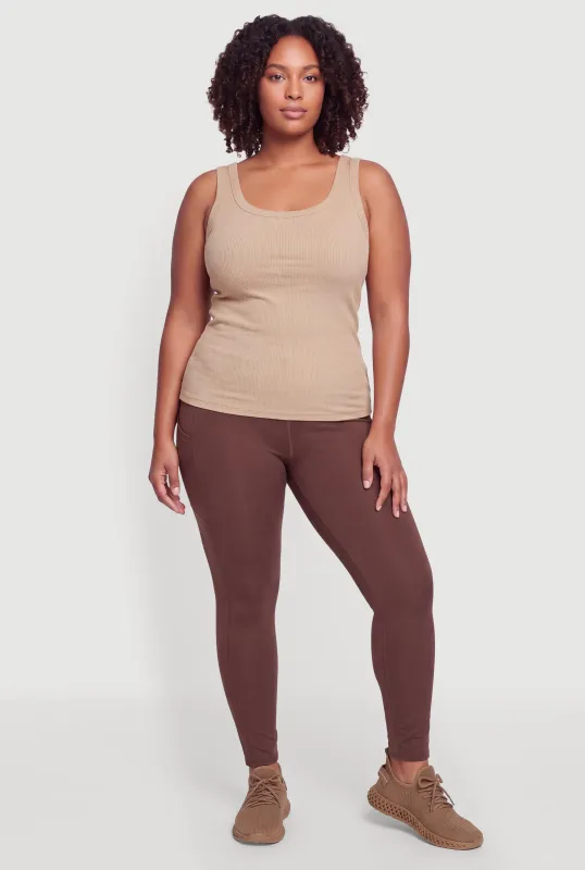 Plus Size Fleece Lined Active Leggings with Cell Phone Pockets made by Rainbow