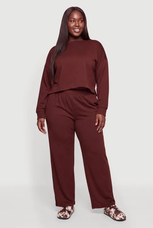 Plus Size Modal High Waisted Wide Leg Sweatpants made by Rainbow