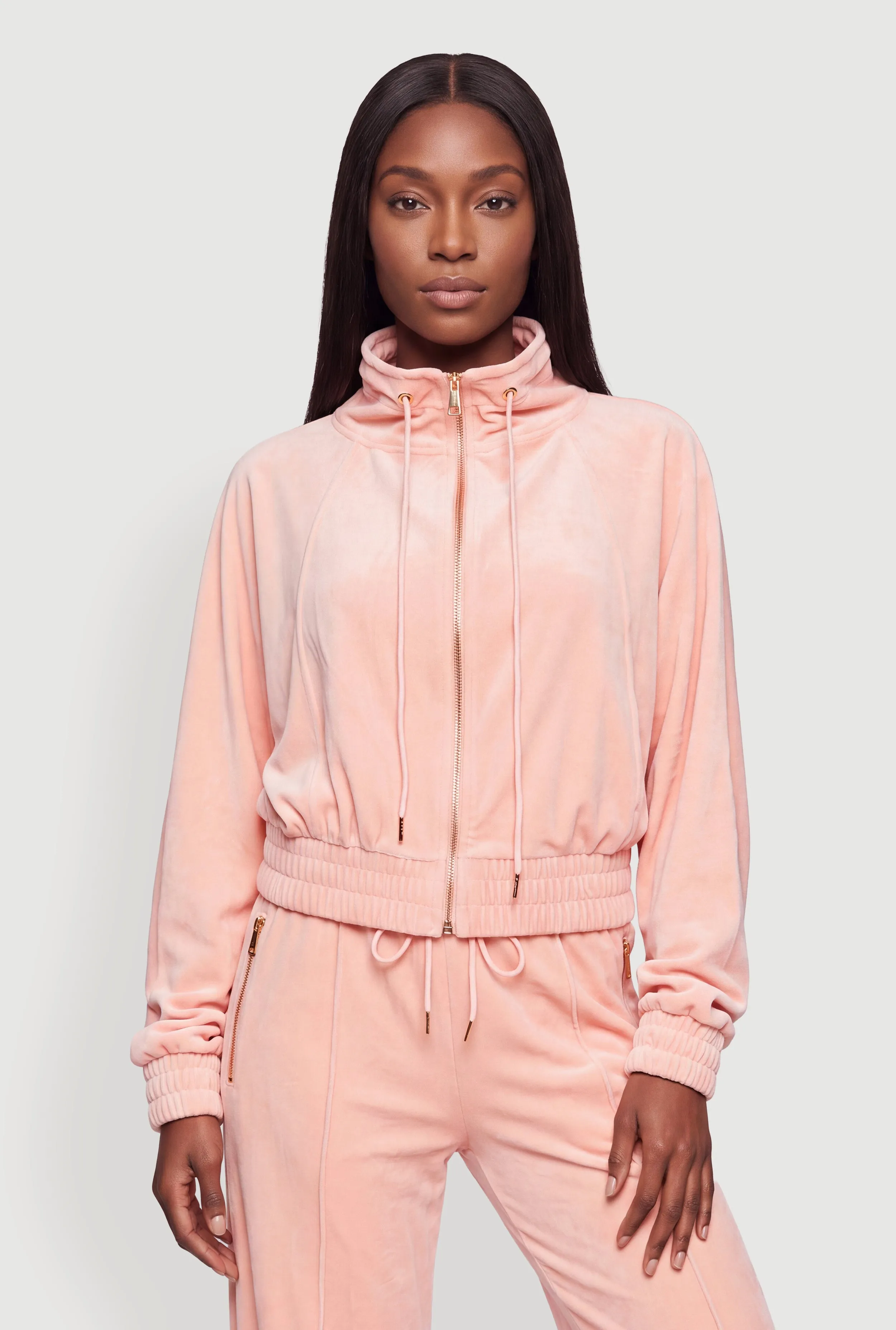 Velour Zip Front Mock Neck Sweatshirt sold by Rainbow product image thumbnail 3