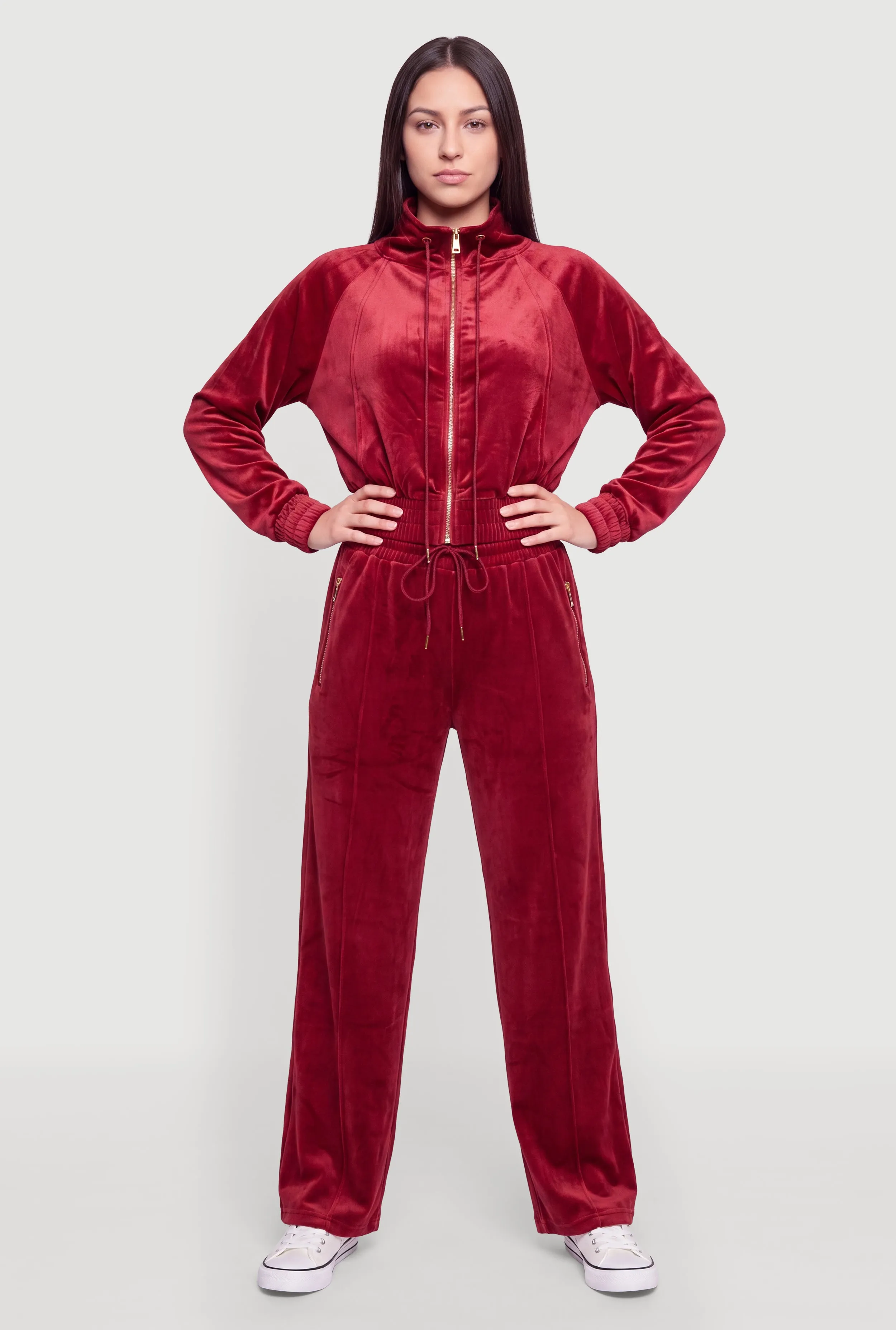 Velour Zip Front Mock Neck Sweatshirt sold by Rainbow product image thumbnail 2