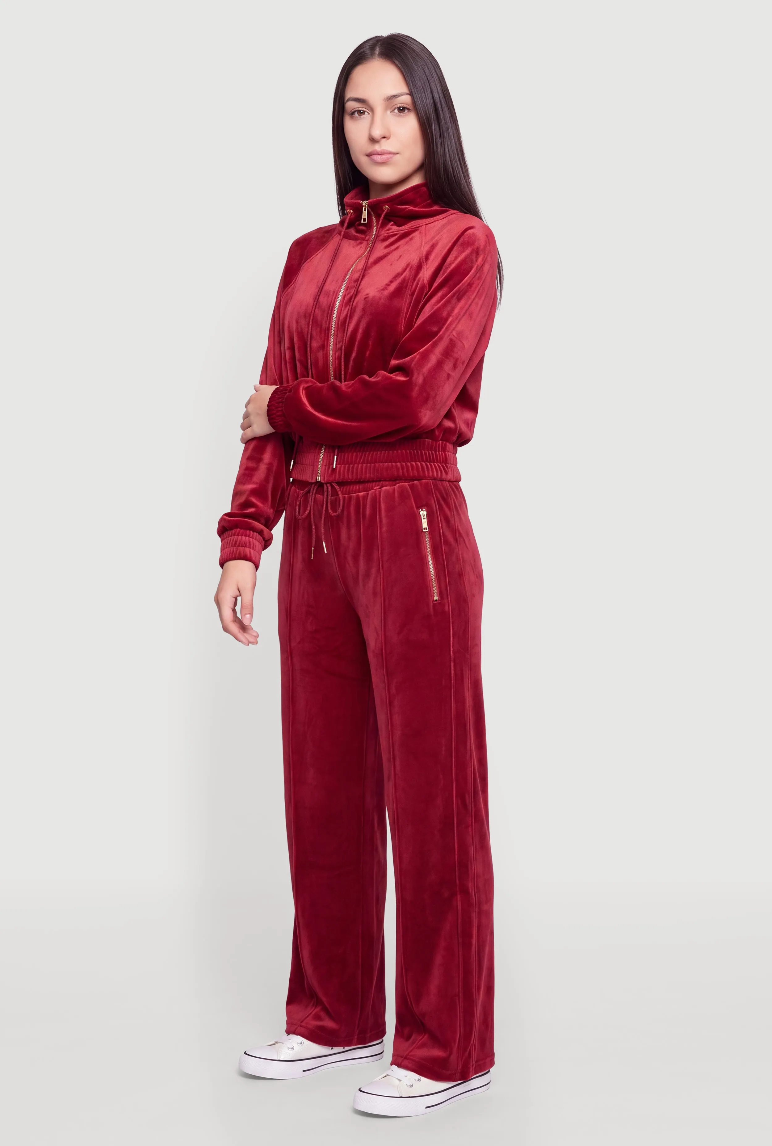 Velour Zip Front Mock Neck Sweatshirt sold by Rainbow product image thumbnail 3