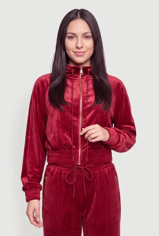 Velour Zip Front Mock Neck Sweatshirt made by Rainbow