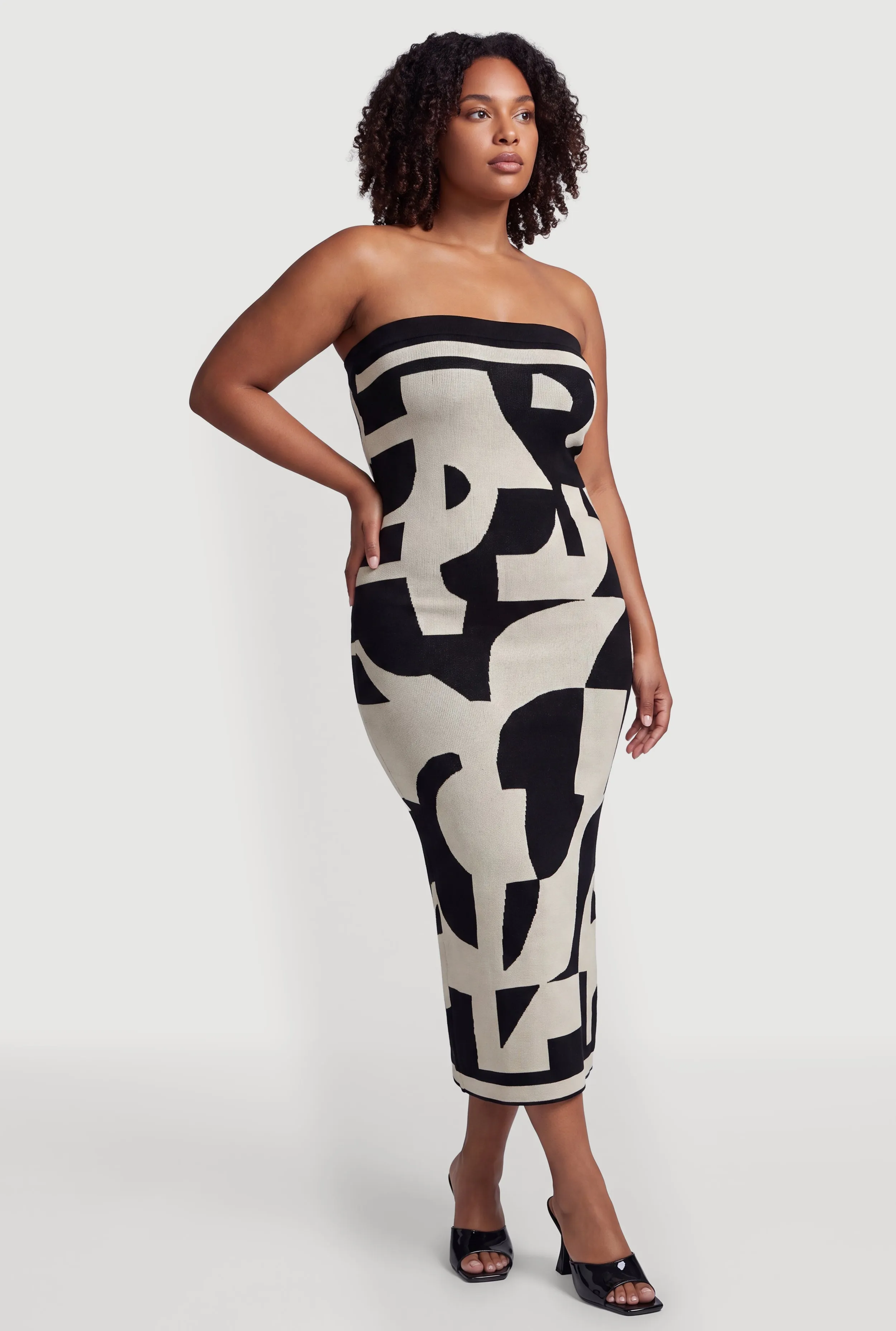 Plus Size Printed Pattern Midi Tube Sweater Dress sold by Rainbow