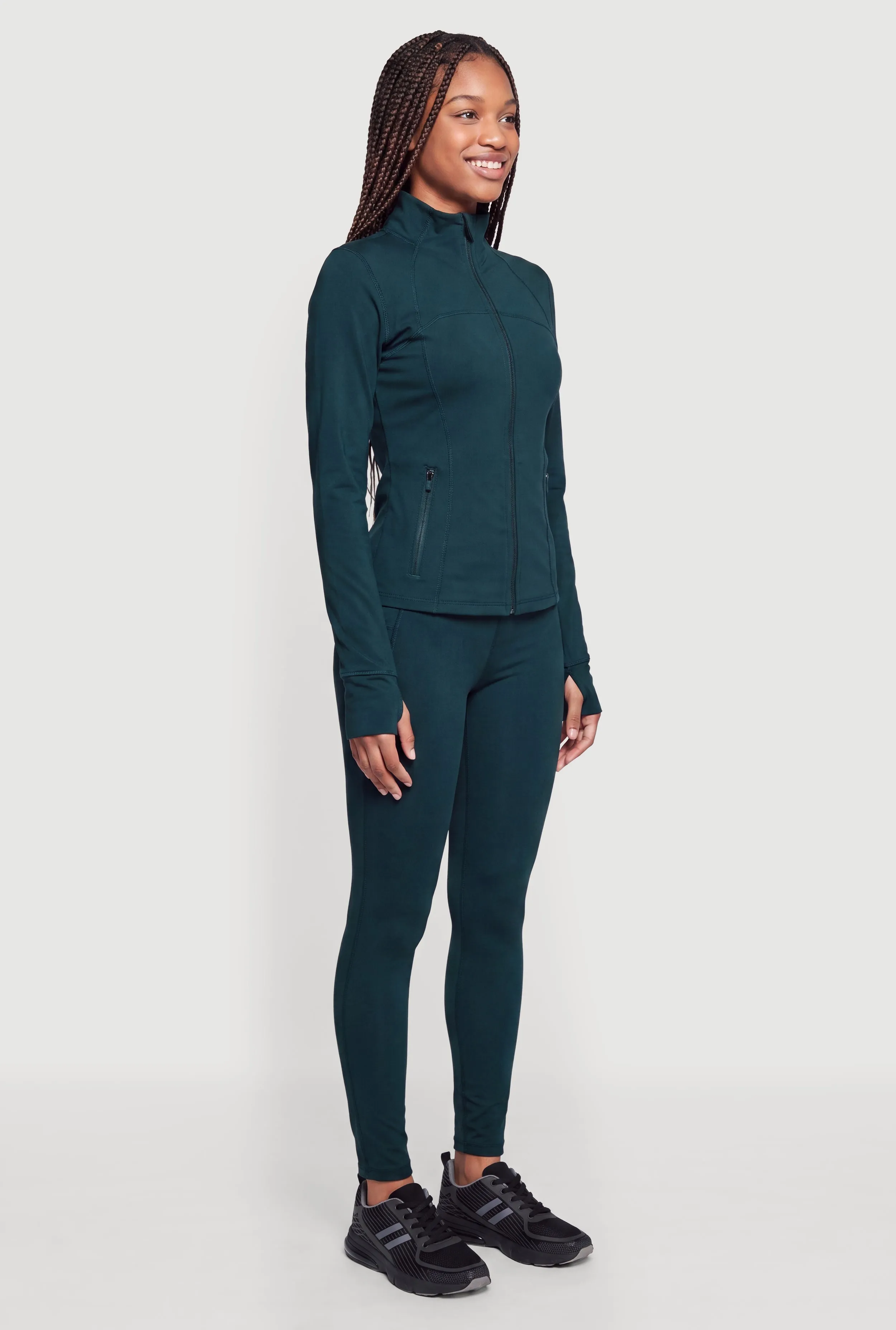 Mock Neck Zip Front Active Jacket with Thumb Holes sold by Rainbow product image thumbnail 3