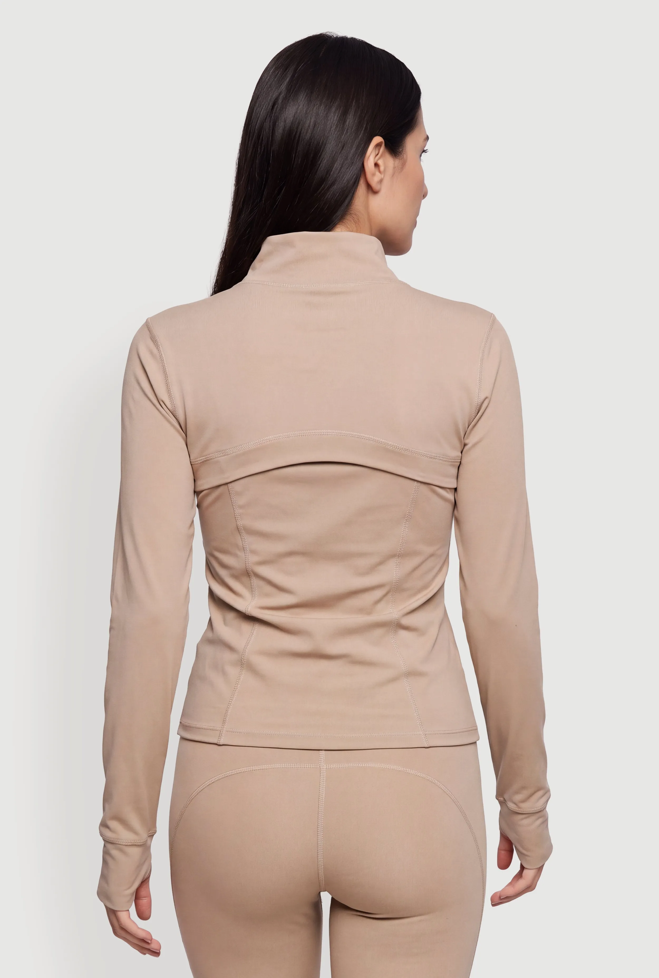 Mock Neck Zip Front Active Jacket with Thumb Holes sold by Rainbow product image thumbnail 5