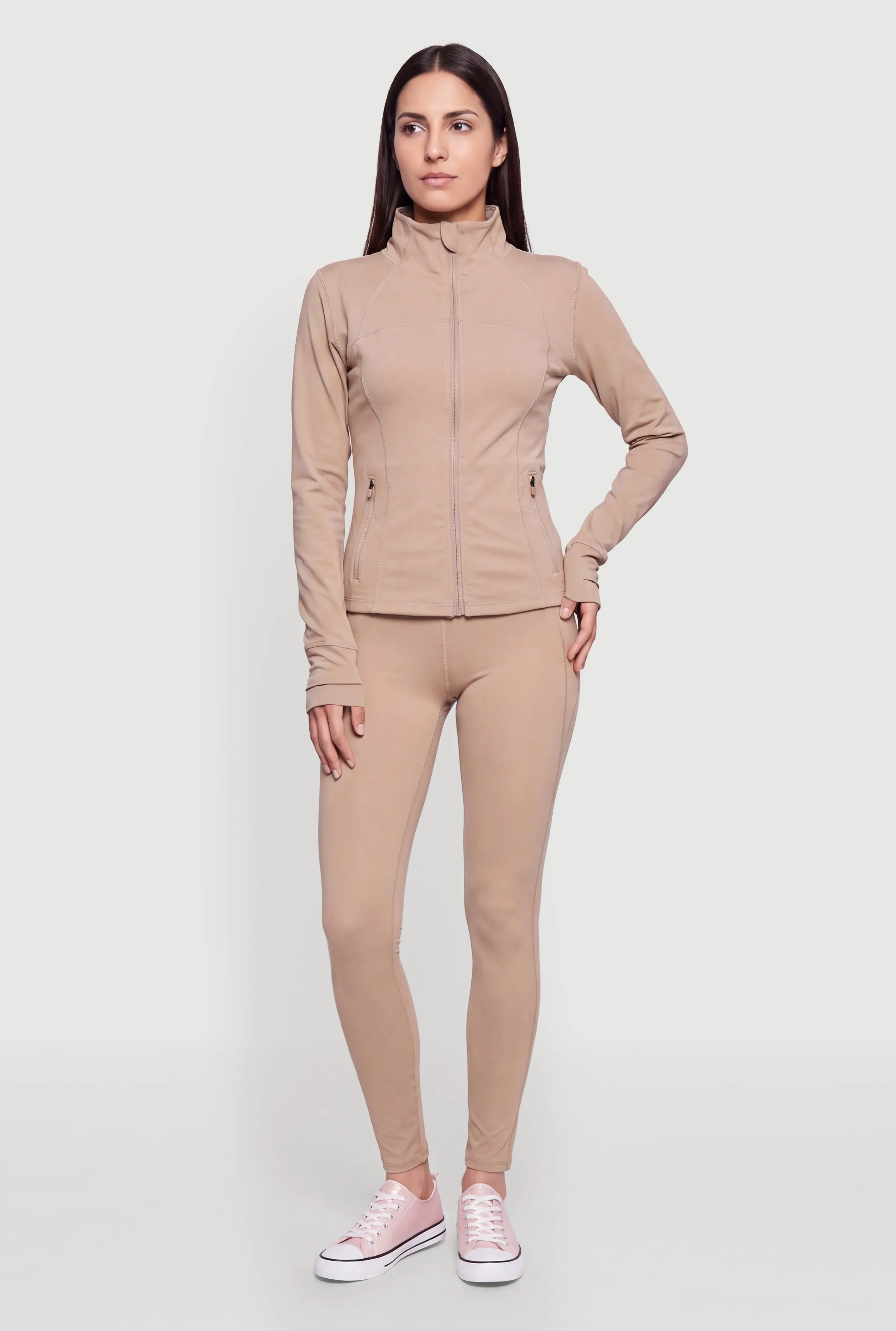 Mock Neck Zip Front Active Jacket with Thumb Holes sold by Rainbow product image thumbnail 2