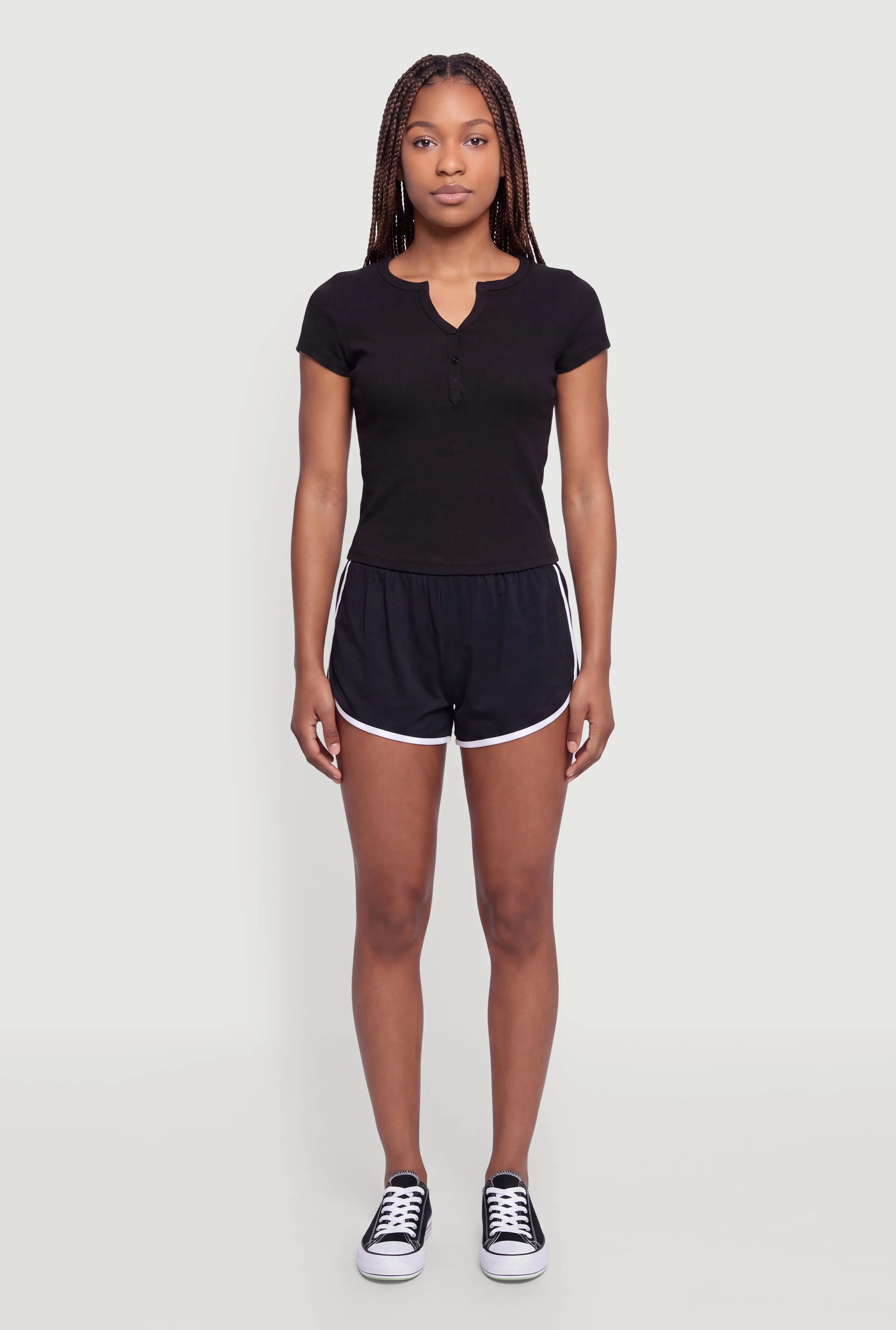 Ribbed Knit Notch Neck Henley Top sold by Rainbow product image thumbnail 5