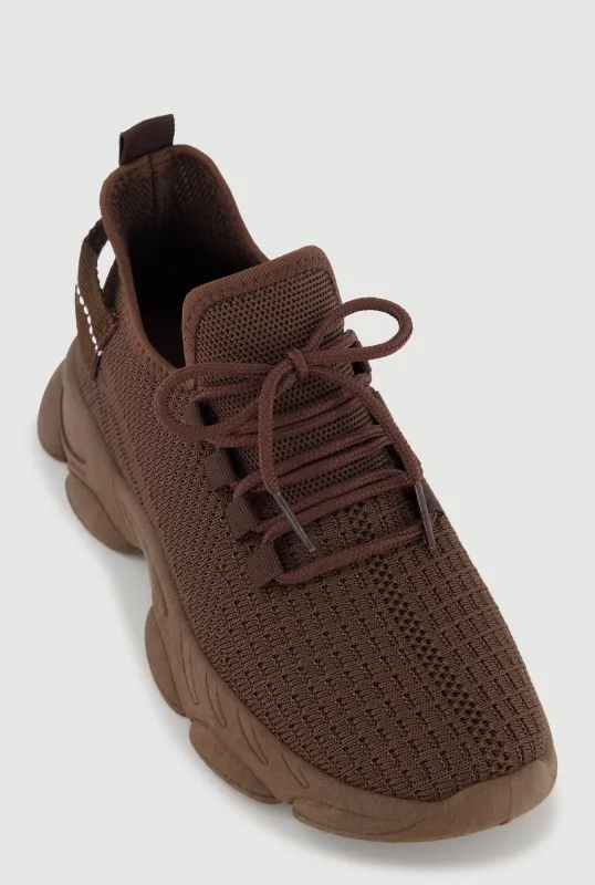Textured Knit Low Boost Lace Up Sneakers made by Rainbow