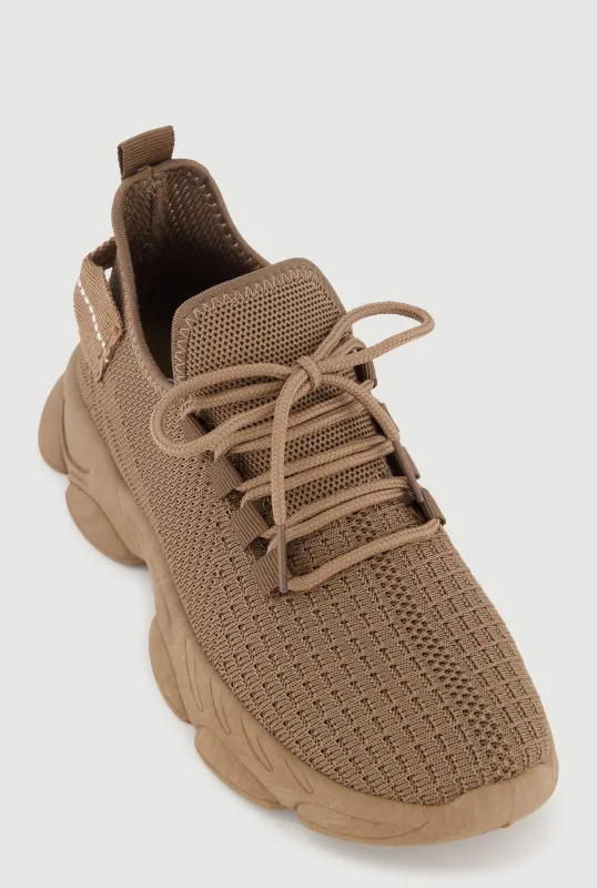 Textured Knit Low Boost Lace Up Sneakers made by Rainbow