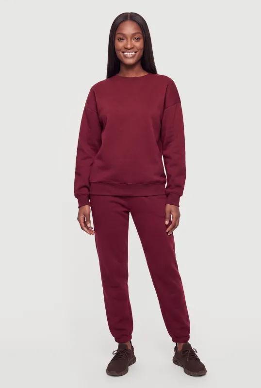 High Waisted Drawstring Fleece Sweatpants made by Ambiance