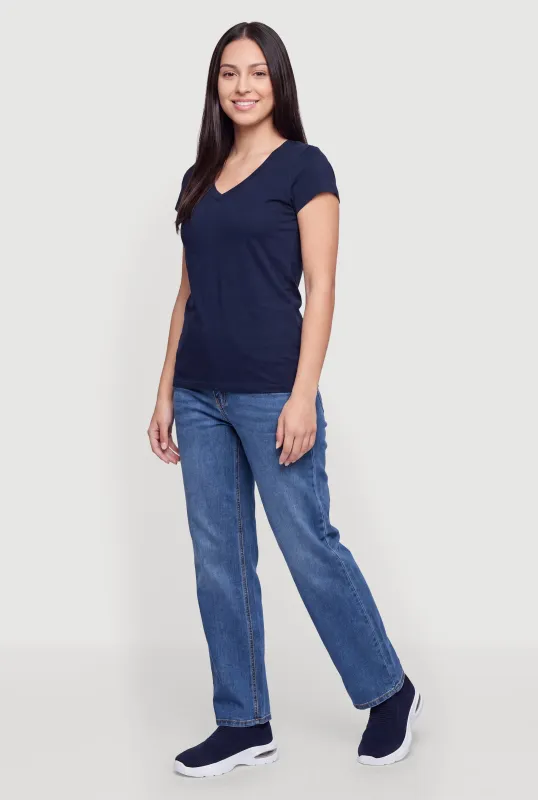 Basic V-Neck Short Sleeve T-Shirt made by Ambiance