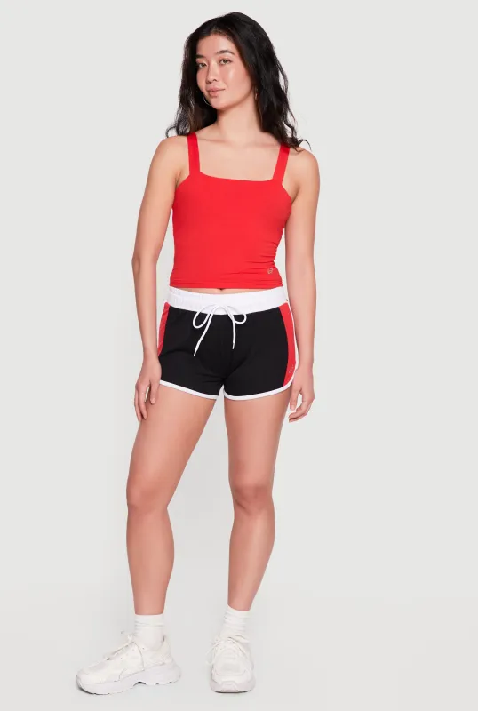 Color Blocked Drawstring Waist Dolphin Shorts made by Rainbow