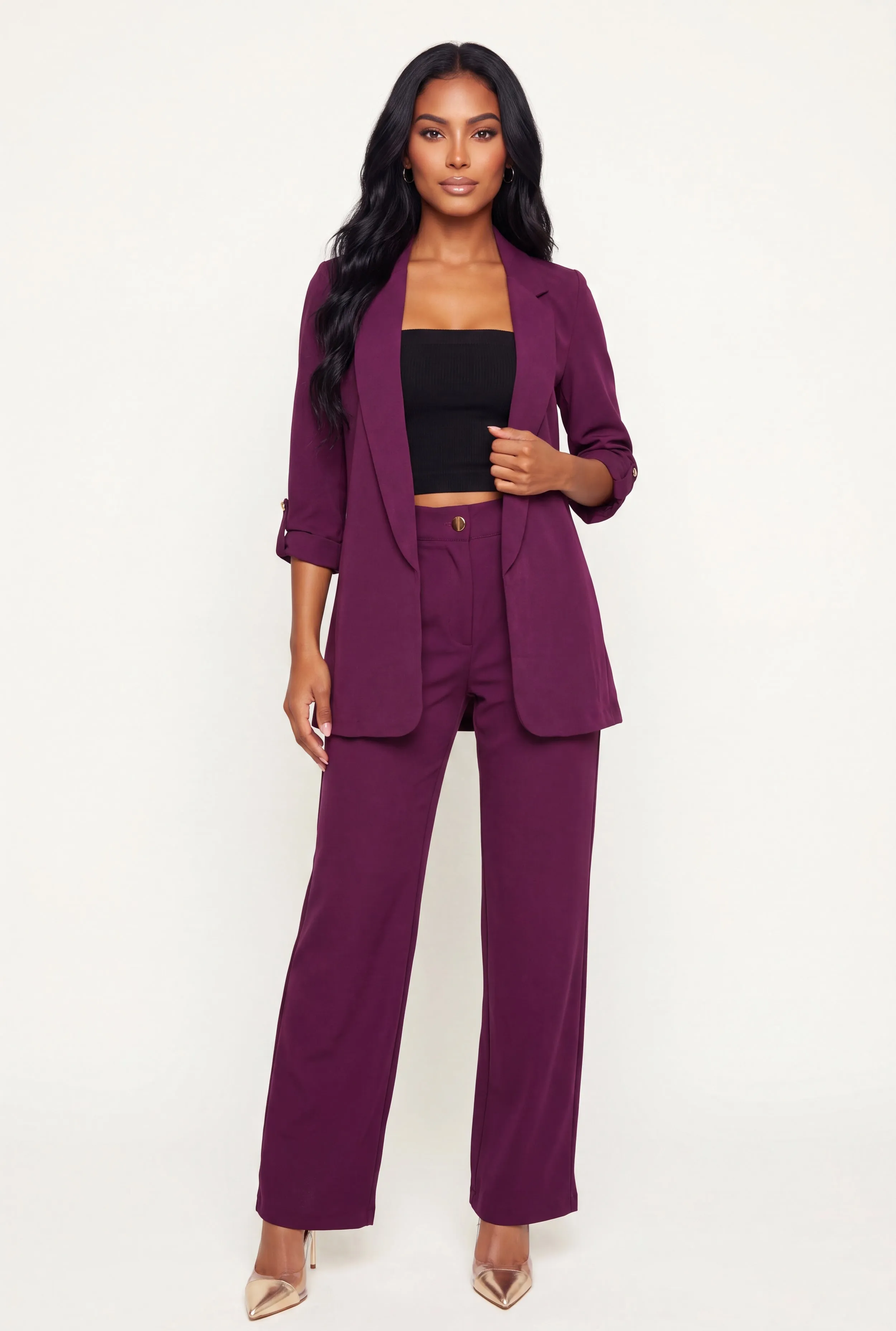 Pleated Crepe Knit Straight Leg Pants sold by Rainbow product image thumbnail 2