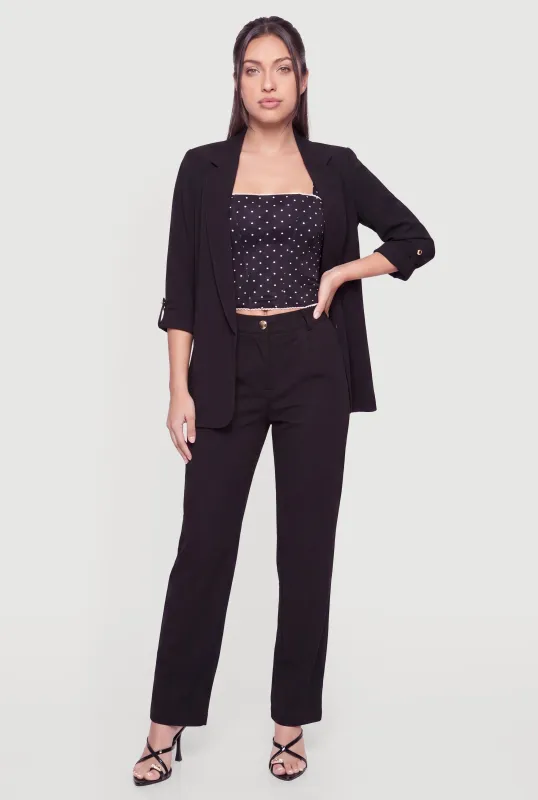 Pleated Crepe Knit Straight Leg Pants made by Rainbow