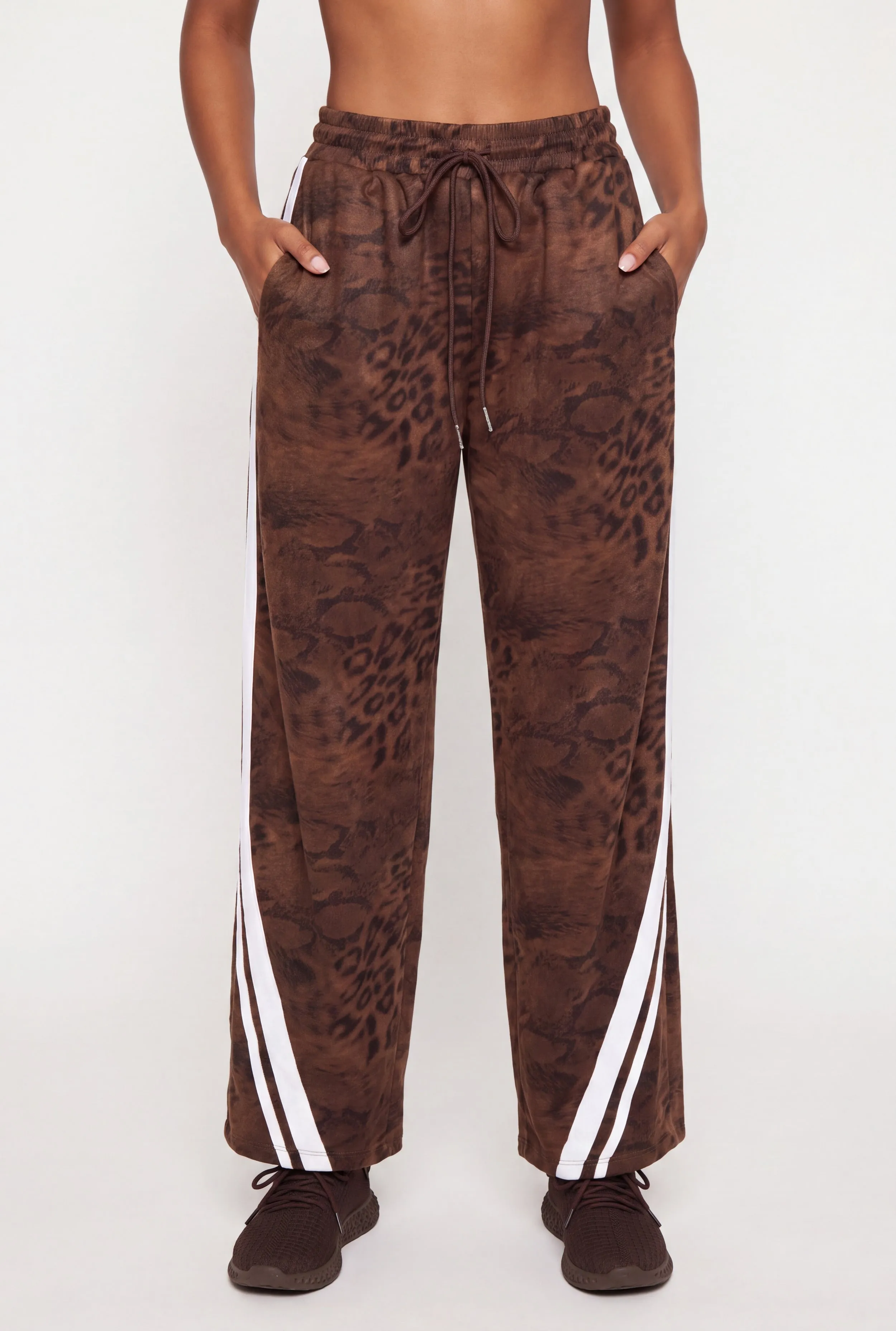 Faux Suede Animal Print Drawstring Waist Pull On Pants sold by Rainbow product image thumbnail 3