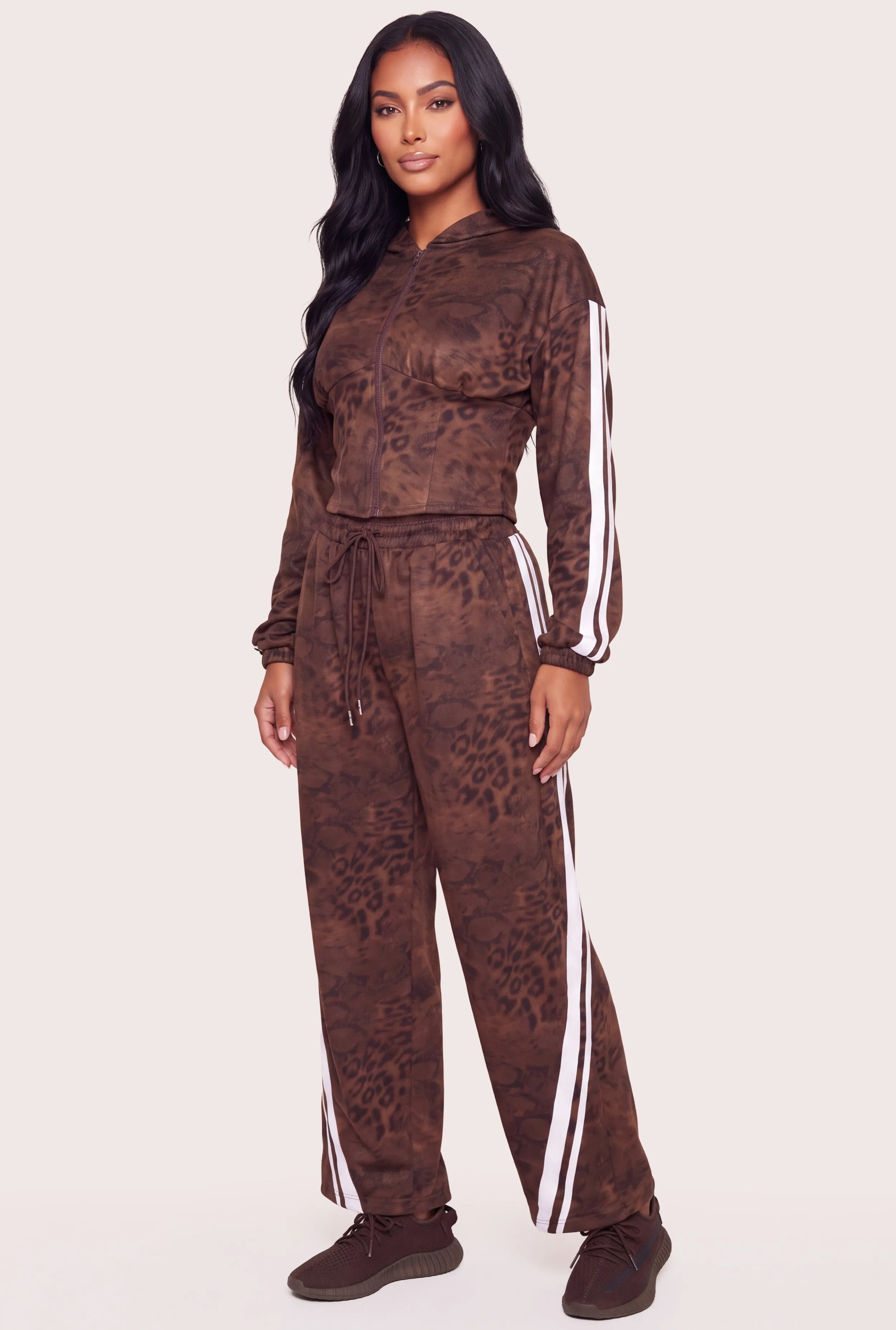 Faux Suede Animal Print Drawstring Waist Pull On Pants sold by Rainbow product image thumbnail 2