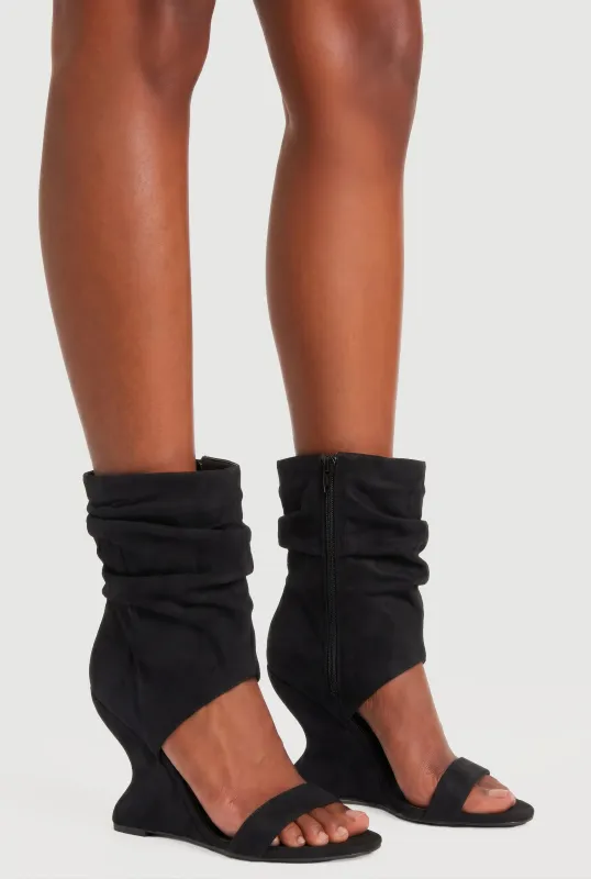 Open Toe Ankle High Slouch Wedges made by Rainbow