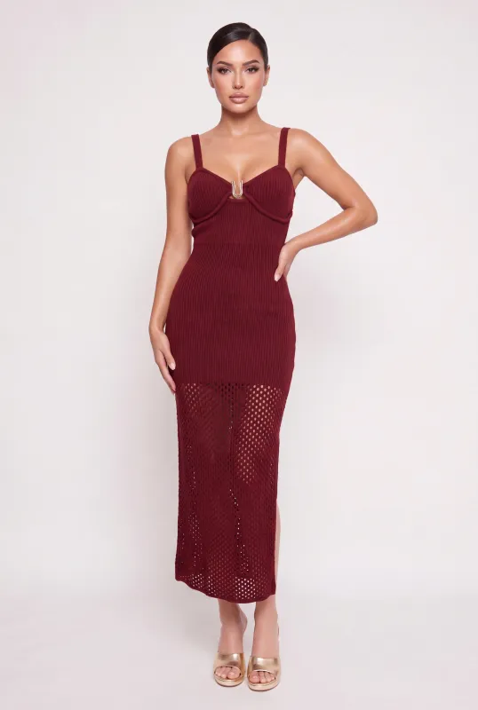 Metallic Detail Cutout Knit Maxi Dress made by Rainbow