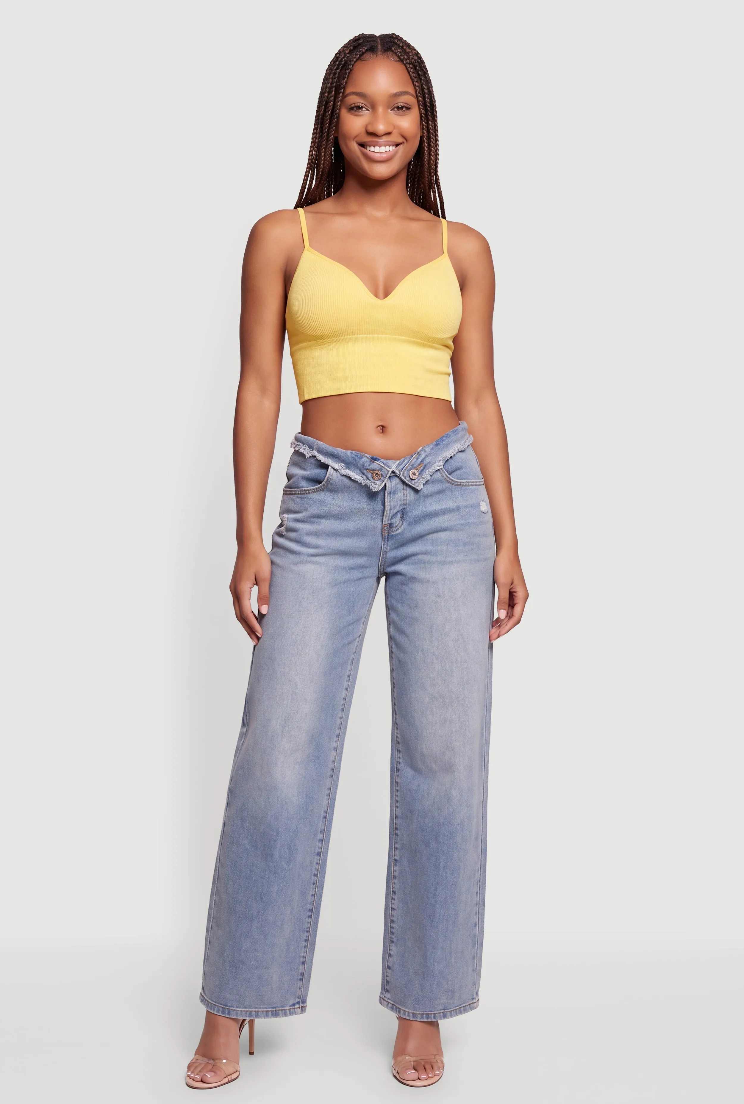 Seamless V Neck Cropped Cami with Mesh Shelf Bra Lining sold by Rainbow product image thumbnail 5