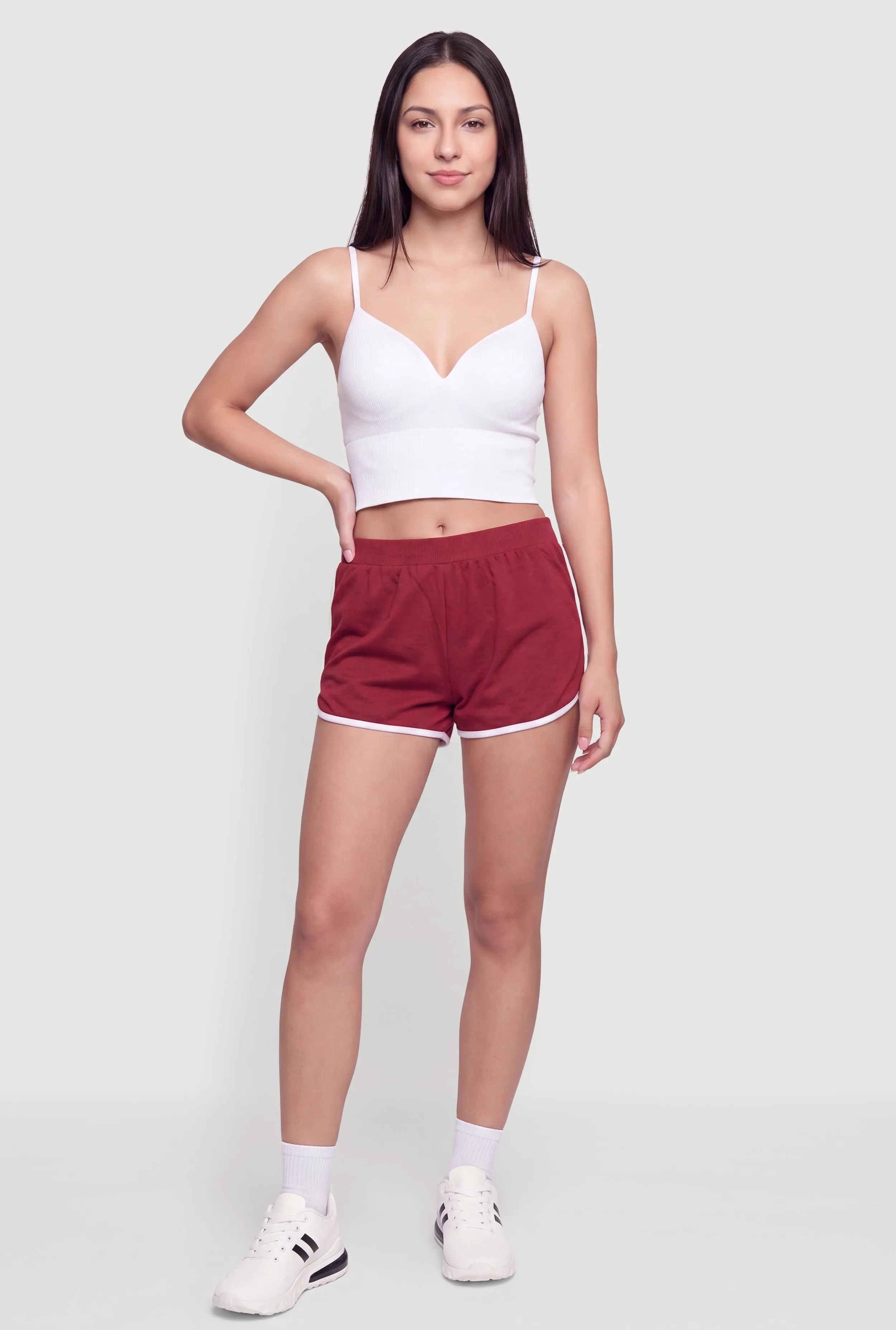 Seamless V Neck Cropped Cami with Mesh Shelf Bra Lining sold by Rainbow product image thumbnail 3