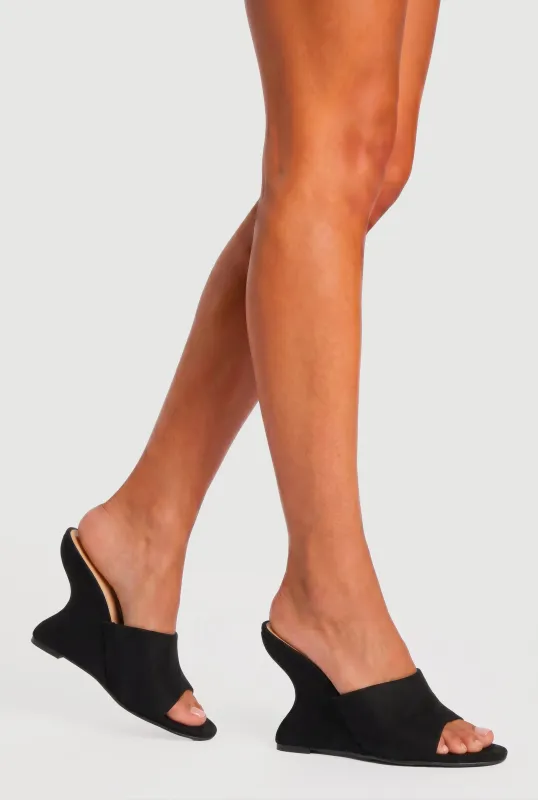 Spool Wedge Heel Open Toe Mules made by Rainbow