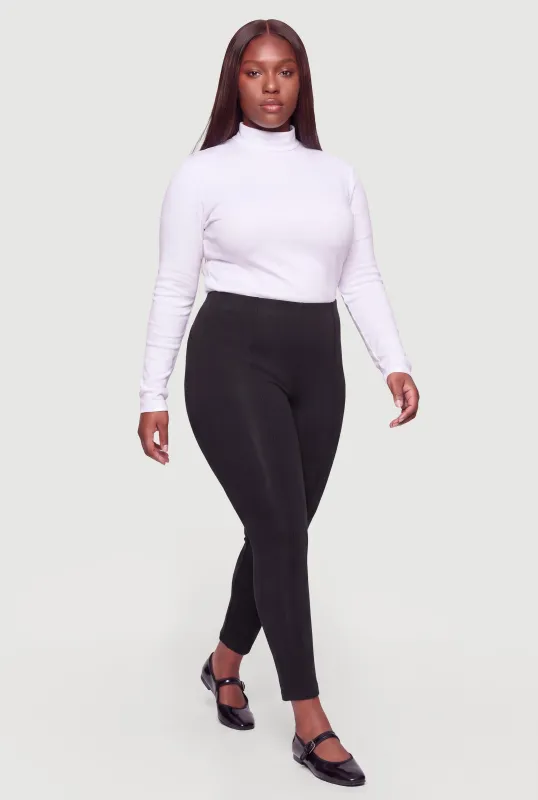 Plus Size Textured Waistband Fleece Lined Leggings made by Rainbow